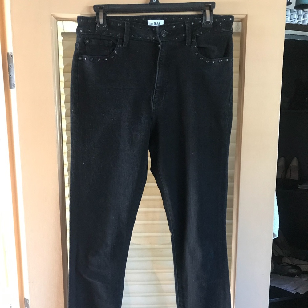 Black ankle studded jeans